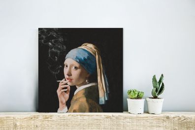 Glasbilder - 20x20 cm - Das Mädchen mit dem Perlenohrring - Vermeer - Rauchen