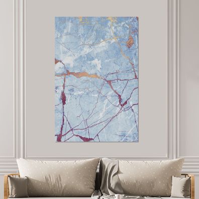Glasbilder - 100x150 cm - Marmor - Blau - Weiß - Muster (Gr. 100x150 cm)