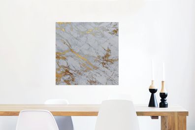 Glasbilder - 50x50 cm - Marmor - Gold - Grau - Luxus (Gr. 50x50 cm)