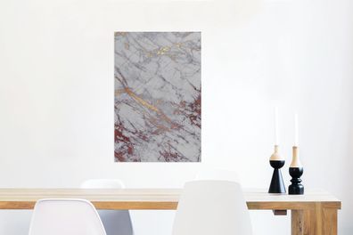 Glasbilder - 40x60 cm - Marmor - Grau - Muster - Gold (Gr. 40x60 cm)