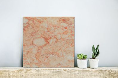 Glasbilder - 20x20 cm - Marmor - Rot - Orange (Gr. 20x20 cm)