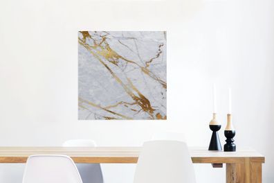 Glasbilder - 50x50 cm - Marmor - Weiß - Gold (Gr. 50x50 cm)