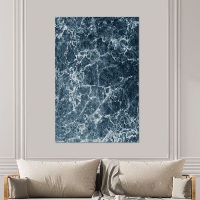Glasbilder - 100x150 cm - Marmor - Linie - Blau (Gr. 100x150 cm)