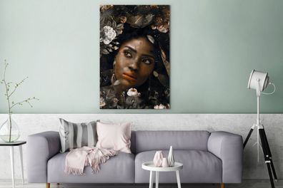 Leinwandbilder - 90x140 cm - Frau - Blumen - Farbe (Gr. 90x140 cm)