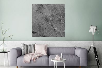 Glasbilder - 90x90 cm - Marmor - Grau - Weiß (Gr. 90x90 cm)