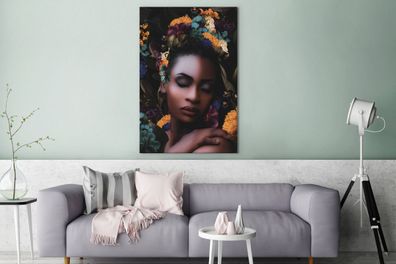 Leinwandbilder - 90x140 cm - Frauen - Blumen - Farbe (Gr. 90x140 cm)