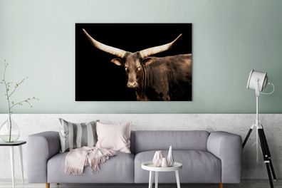 Leinwandbilder - 140x90 cm - Kuh - Watussi - Afrika (Gr. 140x90 cm)