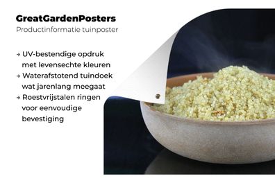 Gartenposter - 60x40 cm - Ein Quinoa-Gericht in einer rustikalen Holzschale