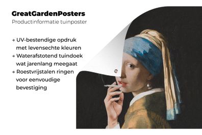 Gartenposter - 50x50 cm - Das Mädchen mit dem Perlenohrring - Vermeer - Rauchen