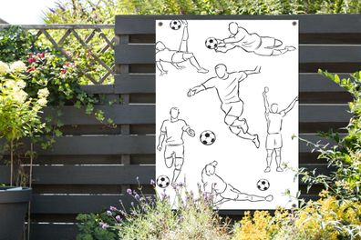 Gartenposter - 90x120 cm - Eine Illustration von Spielern auf verschiedenen Positione
