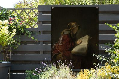 Gartenposter - 90x120 cm - Alte Frau lesend, wahrscheinlich die Prophetin Hanna - Rem