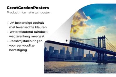 Gartenposter - 120x90 cm - Sonnenstrahlen auf der amerikanischen Brooklyn Bridge