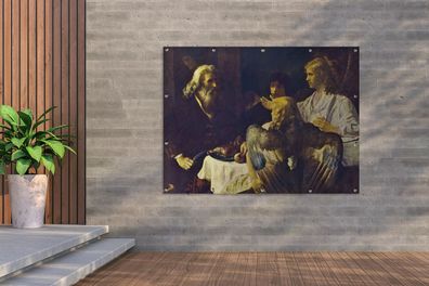 Gartenposter - 160x120 cm - Abraham und die Engel - Rembrandt van Rijn