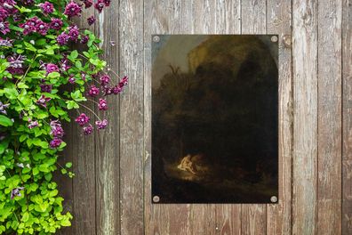 Gartenposter - 60x80 cm - Badende Diana, überrascht von einem Satyr - Rembrandt van R