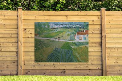 Gartenposter - 160x120 cm - Landschaft mit Kutsche und Zug - Vincent van Gogh
