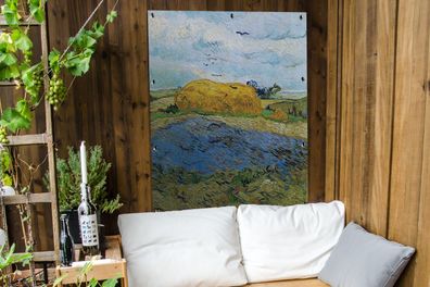 Gartenposter - 90x120 cm - Heuballen unter einem regnerischen Himmel - Vincent van Go