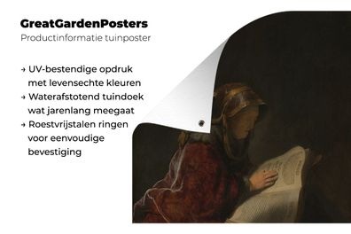 Gartenposter - 60x80 cm - Alte Frau lesend, wahrscheinlich die Prophetin Hanna - Remb