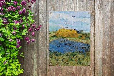 Gartenposter - 30x40 cm - Heuballen unter einem regnerischen Himmel - Vincent van Gog