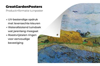Gartenposter - 120x160 cm - Heuballen unter einem regnerischen Himmel - Vincent van G
