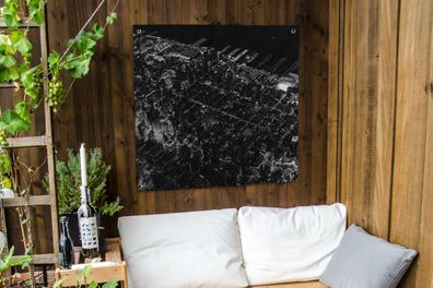 Gartenposter - 100x100 cm - Luftaufnahme von Manhattan - schwarz und weiß