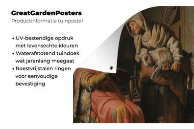 Gartenposter - 100x100 cm - Tobit und Anna mit der Ziege - Gemälde von Rembrandt van