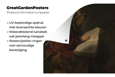 Gartenposter - 50x50 cm - Alte Frau lesend, wahrscheinlich die Prophetin Hanna - Gemä