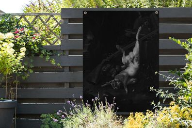 Gartenposter - 90x120 cm - Jagdbeute mit totem Hasen - Melchior d'Hondecoeter