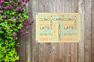 Gartenposter - 60x40 cm - "Espresso, Latte, Cappuccino" - Kaffee - Sprichwörter - Zit