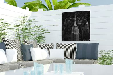 Gartenposter - 50x50 cm - Luftaufnahme des Empire State Building - schwarz und weiß