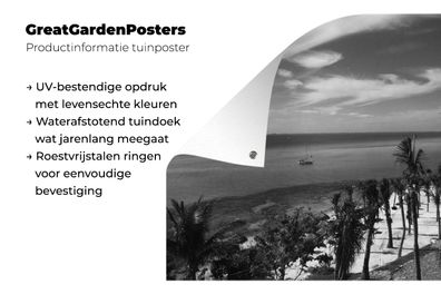 Gartenposter - 120x90 cm - Ozean auf der Insel Isla Mujeres - Schwarz und Weiß