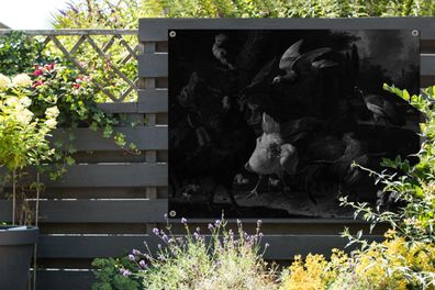 Gartenposter - 120x90 cm - Vögel in einem Park - Melchior d'Hondecoeter