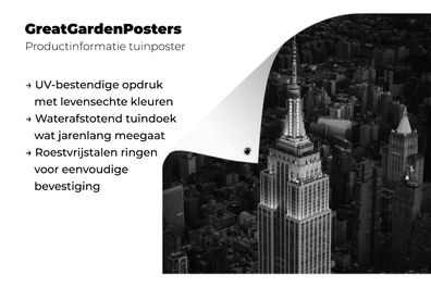 Gartenposter - 100x100 cm - Luftaufnahme des Empire State Building - schwarz und weiß