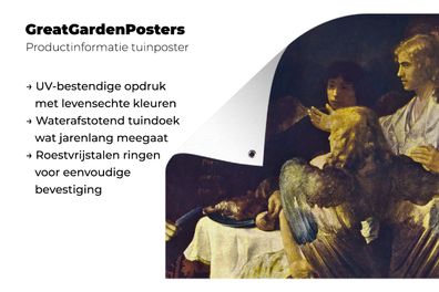 Gartenposter - 100x100 cm - Abraham und die Engel - Gemälde von Rembrandt van Rijn