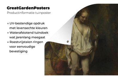Gartenposter - 50x50 cm - Badende Frau - Gemälde von Rembrandt van Rijn
