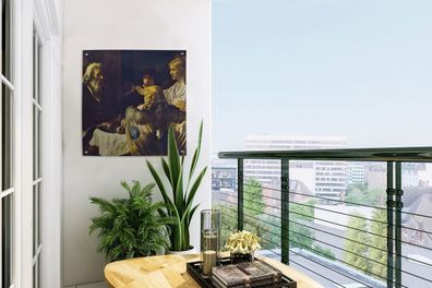 Gartenposter - 50x50 cm - Abraham und die Engel - Gemälde von Rembrandt van Rijn