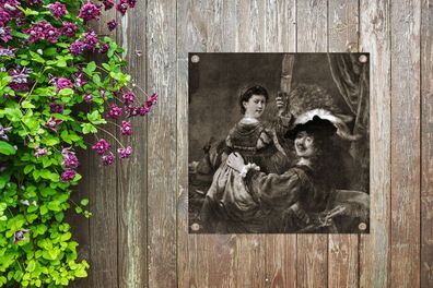 Gartenposter - 100x100 cm - Rembrandt und Saskia - Gemälde von Rembrandt van Rijn