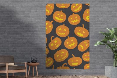 Gartenposter - 120x180 cm - Halloween - Kürbis - Muster (Gr. 120x180 cm)