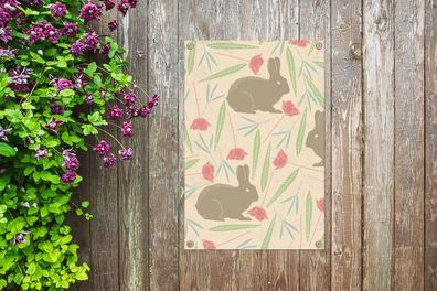 Gartenposter - 40x60 cm - Kaninchen - Mohn - Muster (Gr. 40x60 cm)