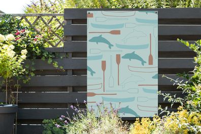 Gartenposter - 80x120 cm - Kanu - Delphin - Muster (Gr. 80x120 cm)