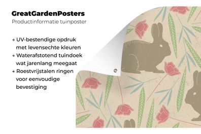 Gartenposter - 60x90 cm - Kaninchen - Mohn - Muster (Gr. 60x90 cm)