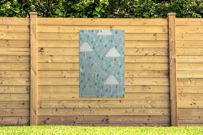 Gartenposter - 80x120 cm - Regenschirm - Muster - Blau (Gr. 80x120 cm)