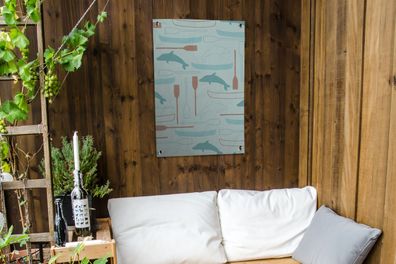 Gartenposter - 60x90 cm - Kanu - Delphin - Muster (Gr. 60x90 cm)