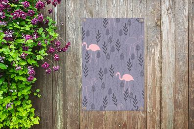 Gartenposter - 60x90 cm - Flamingo - Pflanzen - Muster (Gr. 60x90 cm)