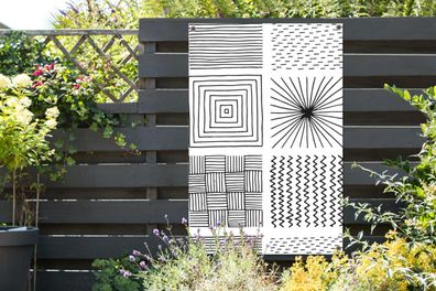 Gartenposter - 80x120 cm - Quadratisch - Schwarz - Weiß - Patterns (Gr. 80x120 cm)