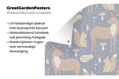 Gartenposter - 40x60 cm - Tiere im Wald - Cartoon - Muster (Gr. 40x60 cm)