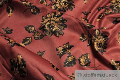 Stoff Polyester Fleece terracotta Sonnenblume Fellseite caramel weich kuschelig