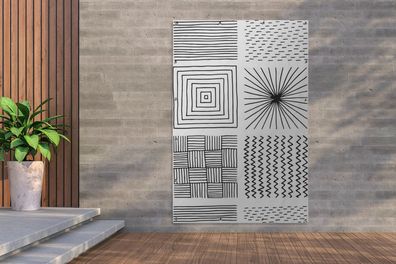 Gartenposter - 120x180 cm - Quadratisch - Schwarz - Weiß - Patterns (Gr. 120x180 cm)