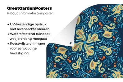 Gartenposter - 100x100 cm - Blütenblätter - Polka dots - Rund - Muster