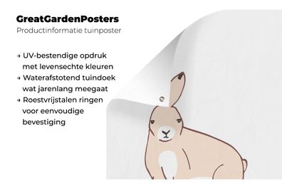 Gartenposter - 60x90 cm - Kaninchen - Kinder - Weiß (Gr. 60x90 cm)