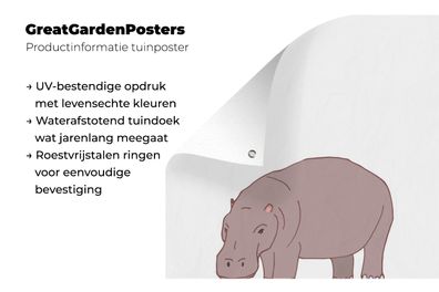 Gartenposter - 40x60 cm - Nilpferd - Kinder - Weiß (Gr. 40x60 cm)